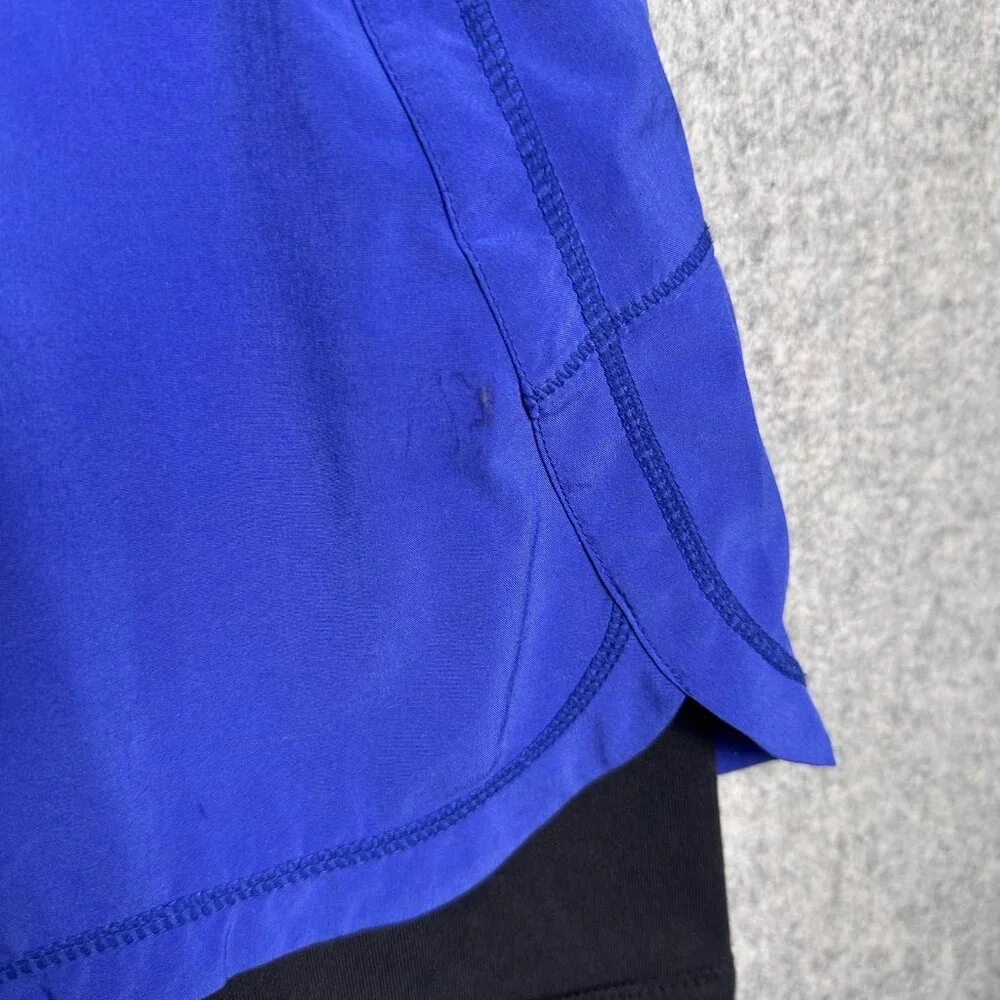 Athleta Medium Womens Running Shorts Biker Blue Black Gym Elastic Pull On - Picture 2 of 16